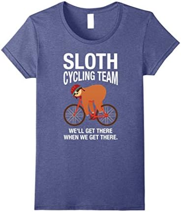 Womens Sloth Cycling Team - Lazy Sloth Sleeping On Bicycle T-Shirt XL Heather Blue