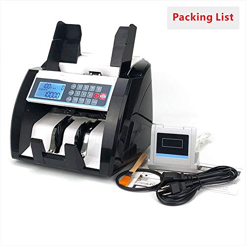 Bill Counter UV/MG/IR/DD Detection Money Counter Selected Single Denomination to Calculate Total Value for US Dollar Cash Counting Machine Banknote Counter Currency Counter (Black+LCD Display) - Thumbnail 2