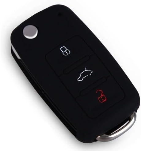 2 Pack VW SKODA SEAT 3 Buttons Silicone Car Key Protection Case / Car Key Cover / Fob Holder(Black)