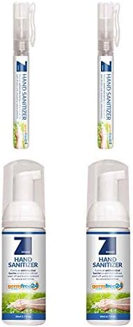 GermFree 24 Hand Sanitizer Family Pack - Long-Lasting 24 Hour Effect - Kills 99.99% Of Germs &amp; Provides All Day Protection - Non-Staining - Odorless (Includes 2x 9ml Spray Pens &amp; 2x 50ml Foamers)