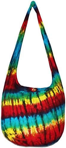 TIE DYE Bohemian Hipster Hobo Boho Hippie Crossbody Bag Purse Black Tone 39" (9417)