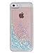 B'Q iPhone 5 Case,iPhone 5S Liquid Quicksand Bling Love Heart Case,Adorable Flowing Floating Moving Bright Shine Glitter Love Heart Hard Case for iPhone5 5S - Bing Blue
