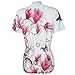 QinYing Women Breathable Cycling Jersey Red Flower Shirt Short Sleeve XXL