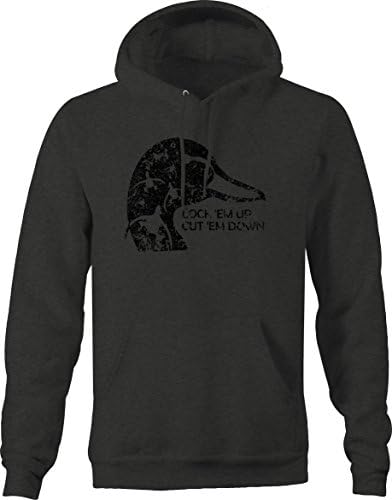 Falcoln Apparel Distressed - Duck Hunting Unlimited Lock 'em Up Cut 'em Down Sweatshirt - Medium