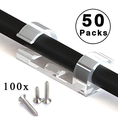 Heavy Duty Cable Clips Transparent, Attom Tech Clear Self-Adhesive Cable Organizer Cord Management System, Clear Desktop Cable Organizer [50 pc] - Thumbnail 7