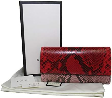 Amazon グッチ Gucci 財布 パイソンレザー 蛇 ヘビ パイソン柄 二つ折り長財布 レッド系 ピンク系 ブティックライン 並行輸入品 Gucci グッチ 財布