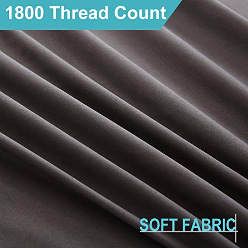 COHOME Queen Bed Sheets Set 4 Piece, Microfiber 1800 Thread Count Luxury Egyptian Sheets-Stain Wrinkle Fade Resistant, Hypoallergenic 16 inch Deep Pocket Bedding Set (Dark Grey) - Thumbnail 2