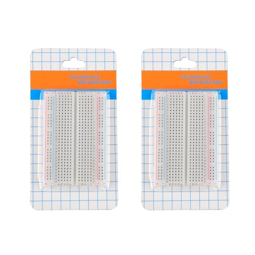 Stemedu 2PCS 400 Tie Point Breadboards Prototype PCB Board Kit Small Solderless Breadboard for Arduino Proto Shield (Pack of 2 pcs 400 Point Breadboard)