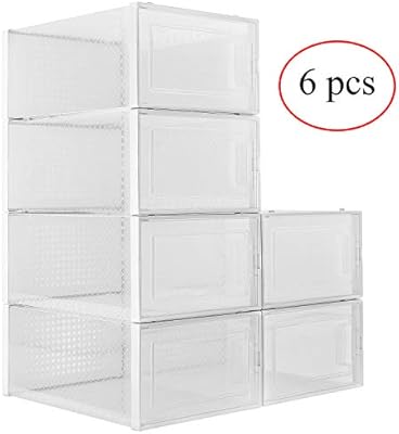 Amazon Com Waytrim Foldable Shoe Box Stackable Clear Shoe