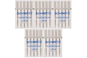 SCHMETZ Topstitch Sewing Machine Needles - Quilting & Topstitching Supplies, Size 90/14, 5-Needle Cards, Pack of 5