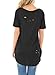 Sidefeel Women Crisscross Front V Neck T-Shirt Destroyed Baggy Blouse X-Large Black