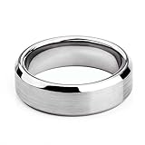4mm 6mm 8mm Silver Tungsten Rings Matte Brushed Beveled Edge Comfort Fit Simple Wedding Band