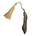 Makhry 10pcs Classical Delicacy Antique Bronze Feather Shape Metal Bookmark with Handmade Tassels