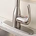 Hotis Commercial Pull Out Single Handle Stainless Steel Pull Down Sprayer Kitchen Sink Faucet, Brushed Nickel Kitchen Faucet with Escutcheon