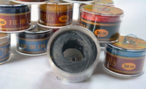 Fil Au Chinois Waxed Linen Single Ply Sewing Thread in 50m Capsules - CHOOSE your COLOR - MADE IN FRANCE (No. 155 Dark Gray)