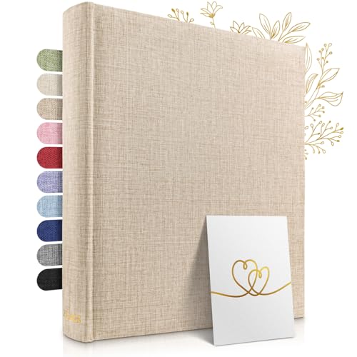 ZEITLOOS® Fotoalbum zum Selbstgestalten - Leinen - 600 Fotos Gold-Beige