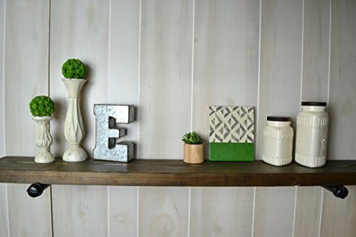 Industrial Shelving, Wood Shelf with Industrial Pipe, 3/4" Pipe and 48" x 8" Walnut Stained Shelf