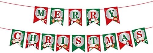 Merry Christmas Banner Decorations Kit, DELIKANG Bunting Banner/Xmas Pennant Flag/Hanging Garland Banner Decor for Fireplace,Wonderland Winter,New Year,Holiday Party,Indoor,Home Decor (B)