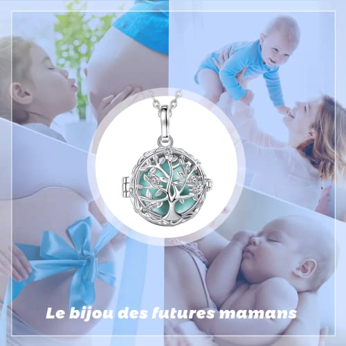 AEONSLOVE Pregnancy Bola Necklace with Sweet Melody Tree of Life Pendant Musical Bell for Pregnant Women, 2 Chains
