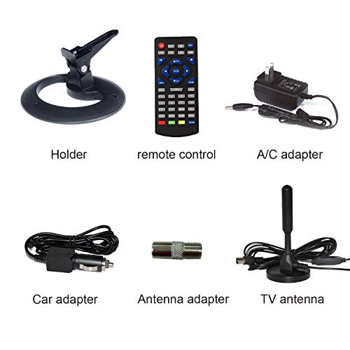 Portable tv 9.5" inch Digital ATSC+NTSC for AV in -USB Slot-Reader/and Rechargeable Battery (Playtime 2.5 Hours) Black