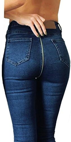 Ankola Leggings Jeans,Womens Skinny Slim Ripped Trousers Back Zipper Elastic Denim Capri Legging Skinny Jeans