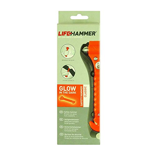 Lifehammer Brand Safety Hammer, the Original Emergency Escape and Rescue Tool with Seatbelt Cutter, Made in the Netherlands, Glow Orange