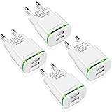 EU Travel Charger, European Adapter 4-Pack Niluoya 2.1A 5V Dual USB Wall Charger Power Plug Adapter for iPhone X 8/7/6/6S Plus 5S/5C, iPad, Samsung Galaxy S6/S7/S8 Edge, Kindle, LG, Moto,Android