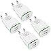 EU Travel Charger, European Adapter 4-Pack Niluoya 2.1A 5V Dual USB Wall Charger Power Plug Adapter for iPhone X 8/7/6/6S Plus 5S/5C, iPad, Samsung Galaxy S6/S7/S8 Edge, Kindle, LG, Moto,Android