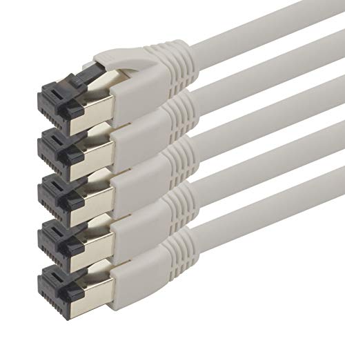 1aTTack.de 10m Cat 8 Netzwerkkabel CAT8 Kabel Grau - 5 Stück Cat.8 Lan 2000 Mhz 40 Gbit s 40GBase-T Poe+ Patchkabel Ethernetkabel LSZH - 5 x 10 Meter Grau