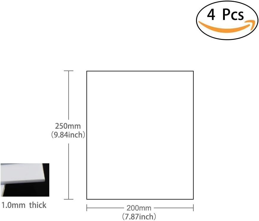 ABS0910 4pcs 1mm Thickness 200mm x 250mm White Polystyrene Sheets 9.84'' x 7.87'' x 0.04'' ABS Styrene Sheets for Model Train Layout New (1mm) - Image 3