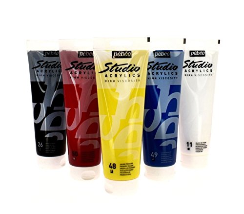 Pebeo-Studio-Acrylics-High-Viscosity-Primary-Pack-5-x-250-ml-Tubes