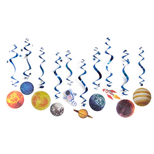 Solar System Hanging Swirl Decorations Outer Space Party Planet Party Supplies, 10 Pieces, Easy Joy