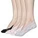 Womens Lace 6 Pair Various Color Non-skid Low Cut Boat Socks With Toe Grip (Black2 white1 grey1 pink1nude1),Large