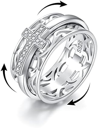 Amazon.com: Sariel Cross Anxiety Ring for Women - 925 Sterling