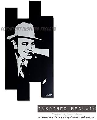 HANDMADE Wooden Al Capone Italian Mobster Indoor Outdoor Art Red Gold Black Modern Urban Wall or Yard Patio Pool Kitchen Bar Quote Pallet Wood Sign