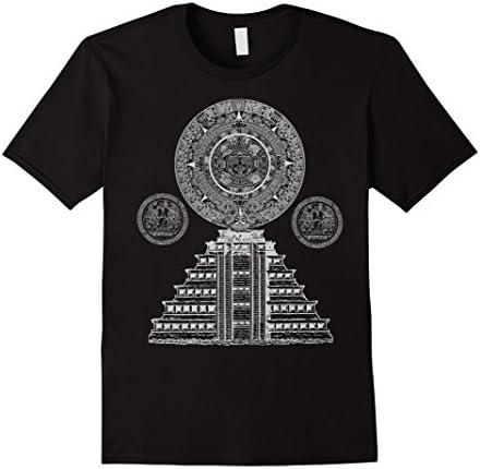 Mens Sacred Mayan Aztec calendar pyramid sacred geometry T-Shirt Large Black