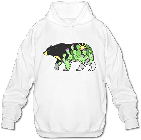 Pethe4d Black Bear With Cactus Big Men's Pullover Printed Hooded Sweatshirt With Long Sleeve