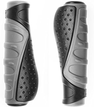 Pro Bike Grips | Bicycle Handlebar Rubber Grips with Anti-slip | Best Solution to Relieve Pressure & Cut Down Vibration | Secure Fit Lock-on Clamps | Effortless Installation | Grey & Black | 498.6