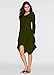 WearLove Women Asymmetrical Loose Long Sleeve Pockets Tunic Shirt Dress Army Green 2XL