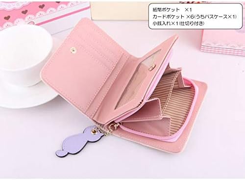 財布 二つ折り財布 レディース パスケース収納付き 猫のチャーム ドット猫のワッペン付 二つ折り 小銭入れ B07dch6l36 918円 人気海外一番 100 品質保証 全品送料無料 即日出荷 Sale開催中