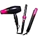 PARWIN BEAUTY Professional Hair Care Tools – Super Negative Ionic 1875W Multi-setting Hair Dryer & Ceramic Flat Iron Hair Straightener & 410°F Maximum Curling Iron, 360° Swivel Cord, Black Red