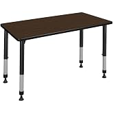 Regency Kee 42 x 30 in. Height Adjustable Classroom Activity Table- Neo Walnut Top &amp; Black Base