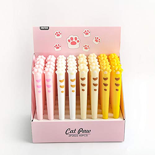 0.5mm Gel Ink Pens, Doraking Cute Cartoon Cat Paw Refillable Gel Ink Pens, Black Ink Pen for Writing, Bullet Journaling and Note with Box (Cat Pads, 4PCS/Box)
