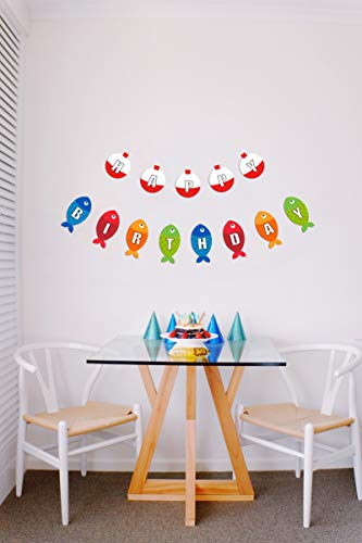 Fishing Birthday Banner, Go Fishing Happy Birthday Sign, Little Fisherman Kids Party Decoration