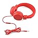 Einskey Kids Headphones with Microphone for Gaming and Chatting, Wired Foldable Headset for Children (Red)