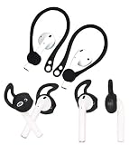 ALXCD Ear Hook Ear Tips for Airpod, 1 Pair Over-Ear Soft TPU Ear Hook & 2 Pairs in-Ear Silicone Ear Tips [Anti Slip][Anti Lost], Fit for Airpod Headphone [Black](1+2S)