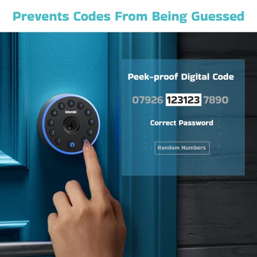 HOMKI Keyless Entry Door Lock - Smart Front Door Locks with Keypad & App Control, Electronic Door Lock with Easy Installation, Smart Deadbolt Lock Auto Lock, One-Touch Lock, Peek-Proof IPX4 Waterproof
