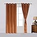 Cherry Home Super Soft Rustic Velvet Pumpkin Orange Blackout Drapes Room Darkening Curtains Panel Grommet Drapery 52 by 96-Inch Caramel Cafe(2 Panels) with Matching Tiebacks