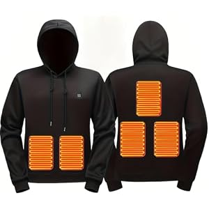 Earneo Unisex Heated Hoodie for Men Women Heated Sweatshirt Warm USB Electric Outdoor Winter Puffer Jacket with No Battery