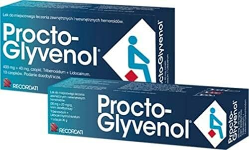Procto-Glyvenol Set 10 Rectal Suppositories, 30g Rectal Cream for hemoroids